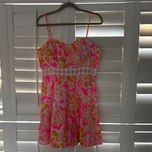 Pink & Orange Floral Spaghetti Strap Sundress